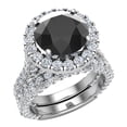 thumbnail image 1 of Black Diamond Wedding Ring Set 14K White Gold Halo Rings for Women 9.10 MM 7.15 Carat, 1 of 5