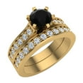 thumbnail image 1 of Black Diamond Wedding Ring Set Round Cut Black Diamond Ring Accented 14K Gold 1.50 Carat (H,SI), 1 of 5