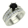 thumbnail image 1 of Black Diamond Wedding Ring Set Round Cut Black Diamond Ring Accented 14K White Gold 1.50 Carat (H,SI), 1 of 5