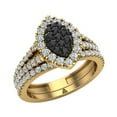 thumbnail image 1 of Black Diamond Wedding Ring Set for Women Cluster Diamond Marquise Halo Rings 14K Gold 1.00 CT TW, 1 of 4