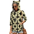 Black Diamond With Pink And Blue Floral Motif Oversized Hoodie Women