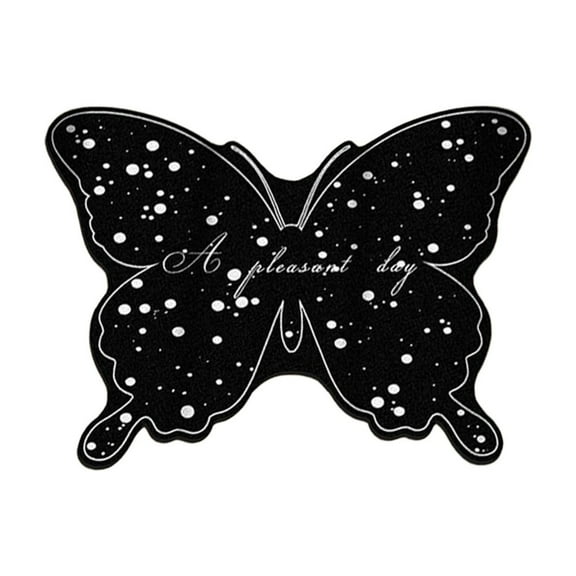 Black Diatomite Butterfly Floor Mat 16x24 Inch Absorbent Non-Slip Bath Kitchen Rug