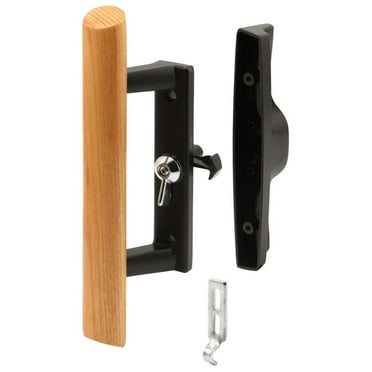 Black Diecast with Hardwood Handle Surface Hook Sliding Patio Door Pull