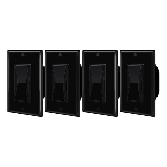 Black Dimmer Light Switch Decora,Way Dimmer Switch for Dimmable Lights, Halogen and Incandescent,No Neutral Wire Required, Commercial Grade,Listed