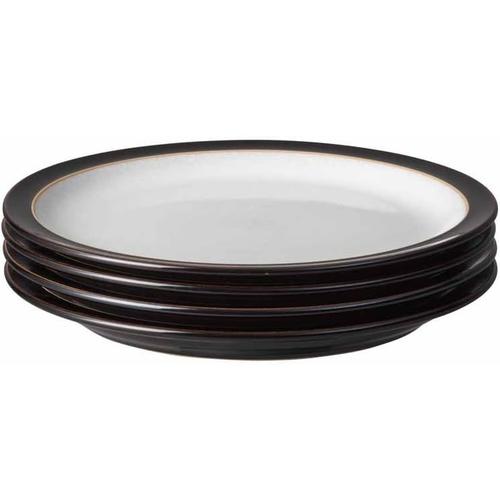 Black Dinner Plates Set Of 4 Dishwasher Microwave Safe Crockery 26.5Cm Black, White Ceramic