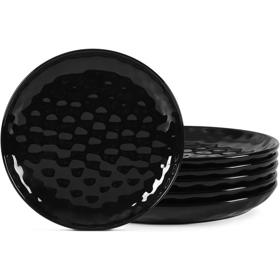 Black Dinner Plates Set of 6, 11.4 Inch Large Stoneware Luxury Dishes Porcelain for Kitchen Gifts Salad Pasta Steak