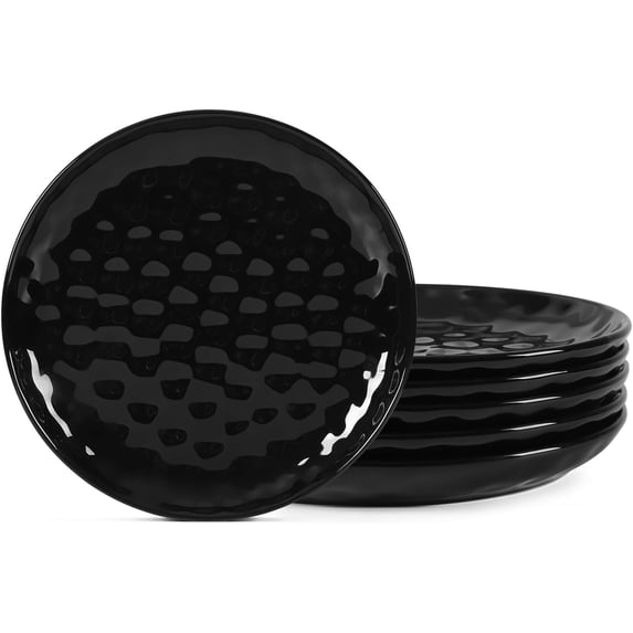 Black Dinner Plates Set of 6, 11.4 Inch Large Stoneware Luxury Dishes Porcelain for Kitchen Gifts Salad Pasta Steak