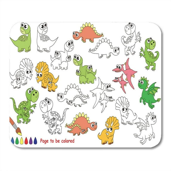 Black Dino to Be Colored The Coloring Book Mousepad Mouse Pad Mouse Mat 9x10 inch