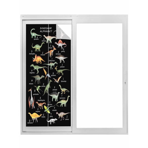 Black Dinosaur Window Privacy Film, Vintage Letters Farm Animals Static Cling UV Sun Blocking Tint Film Heat Control Windows Films for Bedroom Bathroom, Window Stickers 29.5"x78.7"