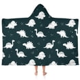 thumbnail image 1 of Black Dinosaurs Silhouette Pattern Hooded Bath Towel，50"x30" for Ages 3 To 12 Kids, Quick Dry Lightweight Soft Microfiber Hood Beach Towel Cover Up for Kids, 1 of 7