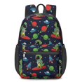 thumbnail image 1 of Black Dinosaurs Space Surfing Pattern 17" Waterproof Oxford School Backpacks for Teens, S-Shape Padded Straps, for School, Travel, Hiking, Camping, 1 of 5