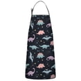 thumbnail image 1 of Black Dinosaurs Stars Pterosaurs Pattern Apron-Garden Aprons for Women with Pockets-Cotton Linen Waterproof Kitchen Cooking Gardening Aprons Adjustable for Kitchen,Cooking,BBQ and Salon 33x27 Inch, 1 of 7