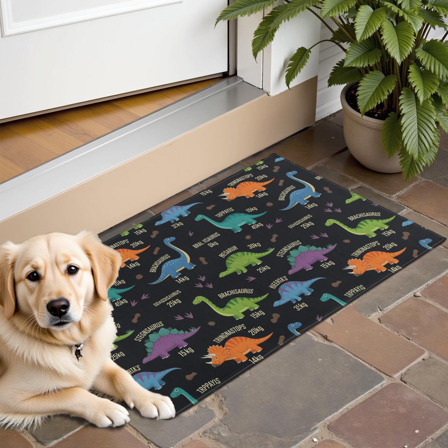 Black Dinosaurs with Weight Tags Door Rugs,Washable Non Slip Door Mats ...
