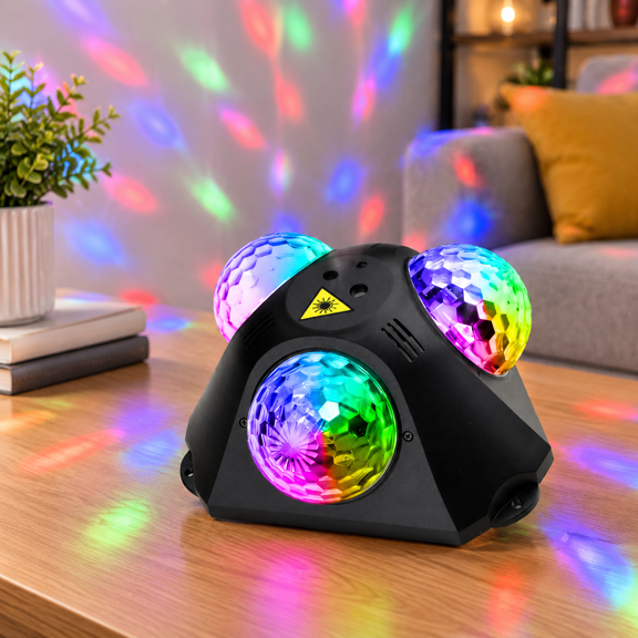 Black Disco Ball Party Light with Remote, Sound-Activated Strobe for Home Karaoke, Dance, and Event Decoration