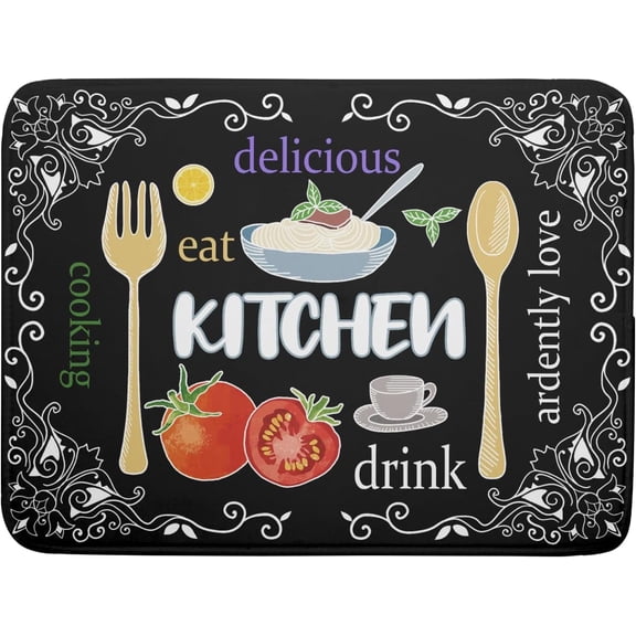 Black Dish Drying Mats for Kitchen Counter 18x24 inch Cooking Delicious Absorbent Drying Pad Reversible Microfiber Dishes Drainer Mat Quick Dry Black Dish Mat for Kitchen Counter Coffee Bar