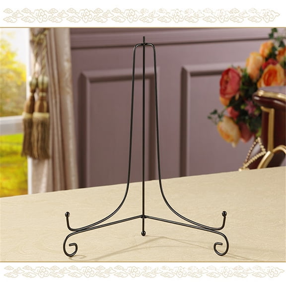 Black Display Stand,Iron Easel Classic Bowl Plate Photo Frame Book Stand