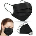 thumbnail image 1 of Black Disposable Face Mask Adults Mouth Cover 3Ply with Ear Loop 50 Pcs, 1 of 7