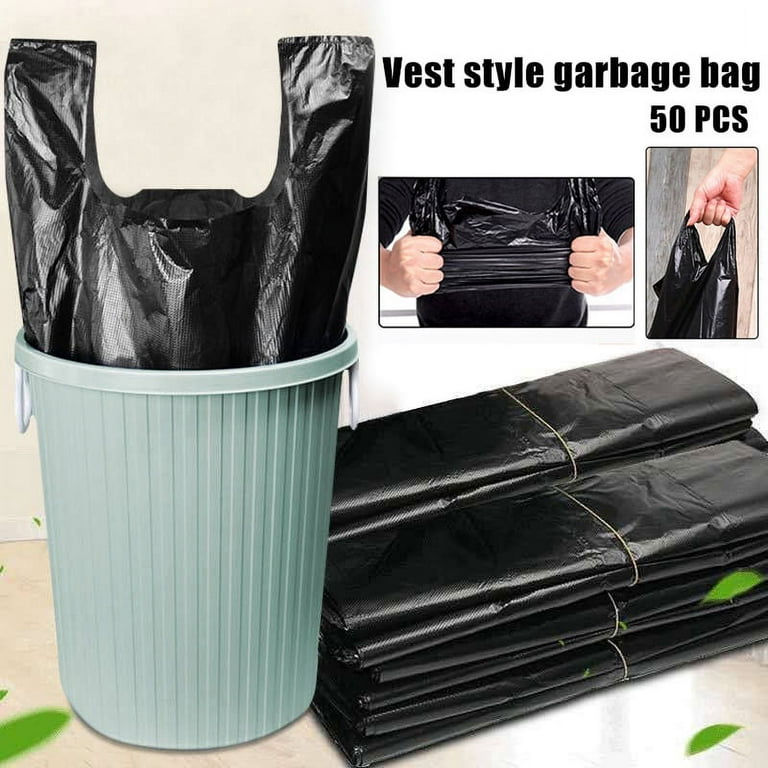 Black Disposable Garbage Bag Plastic Sturdy T Shirt Bags Thickened Grocery  Bags Durable 50Pcs New