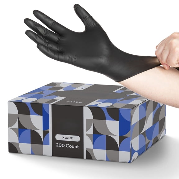 Black Disposable Gloves Large, 50 Count - BBQ, Tattoo, Hair Dye, Cooking, Mechanic Gloves - Powder and Latex Free - Tattoo Supplies