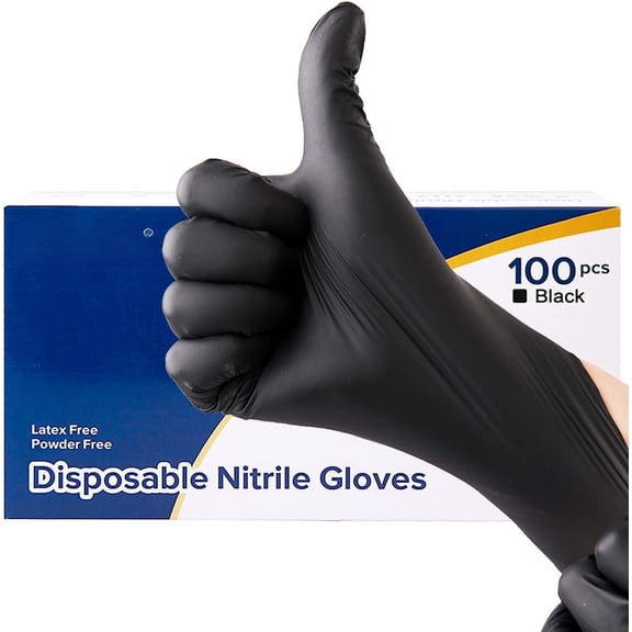 Black Disposable Gloves,Latex Free Disposable Gloves 100 count, Safe Prep Cooking Gloves