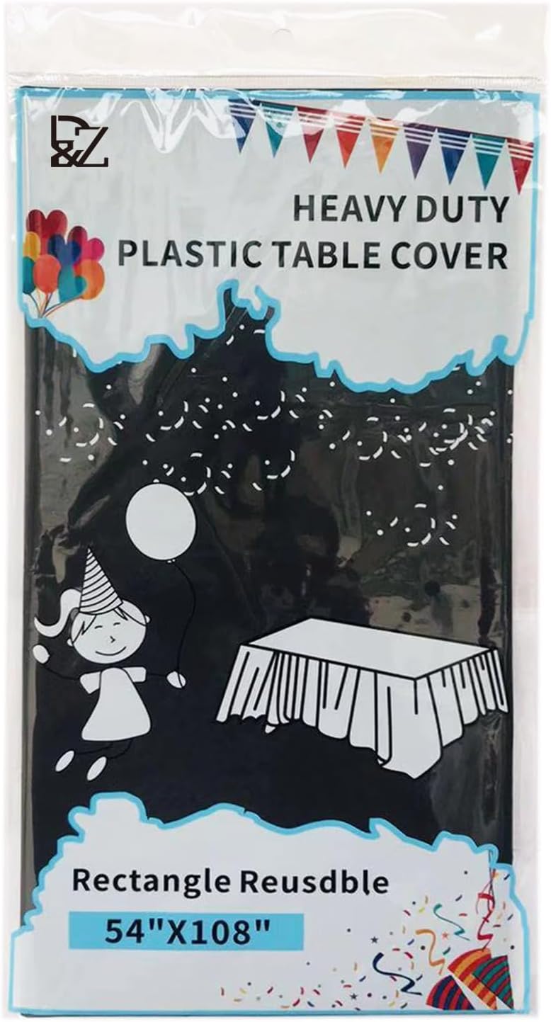 Black Disposable Plastic Tablecloth for Rectangle Tables 12 Pack BPA