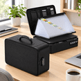 Black Document Box with Lock, Multi-layer File Organizer, 16.1