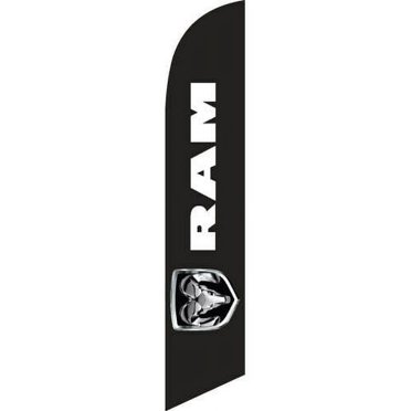 FeatherFlagNation Black Dodge 12ft Feather Banner Swooper Flag – FLAG ONLY, Model 6307B