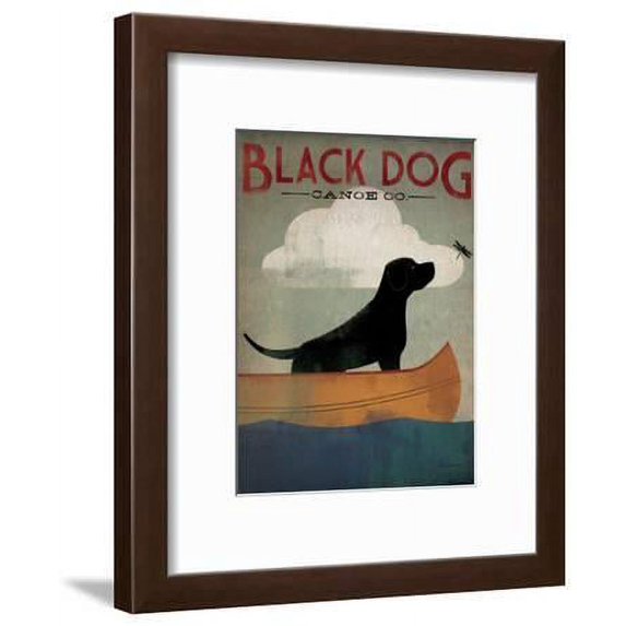 Black Dog Canoe, Animals Framed Art Print Wall Art by Ryan Fowler Sold by Art.Com