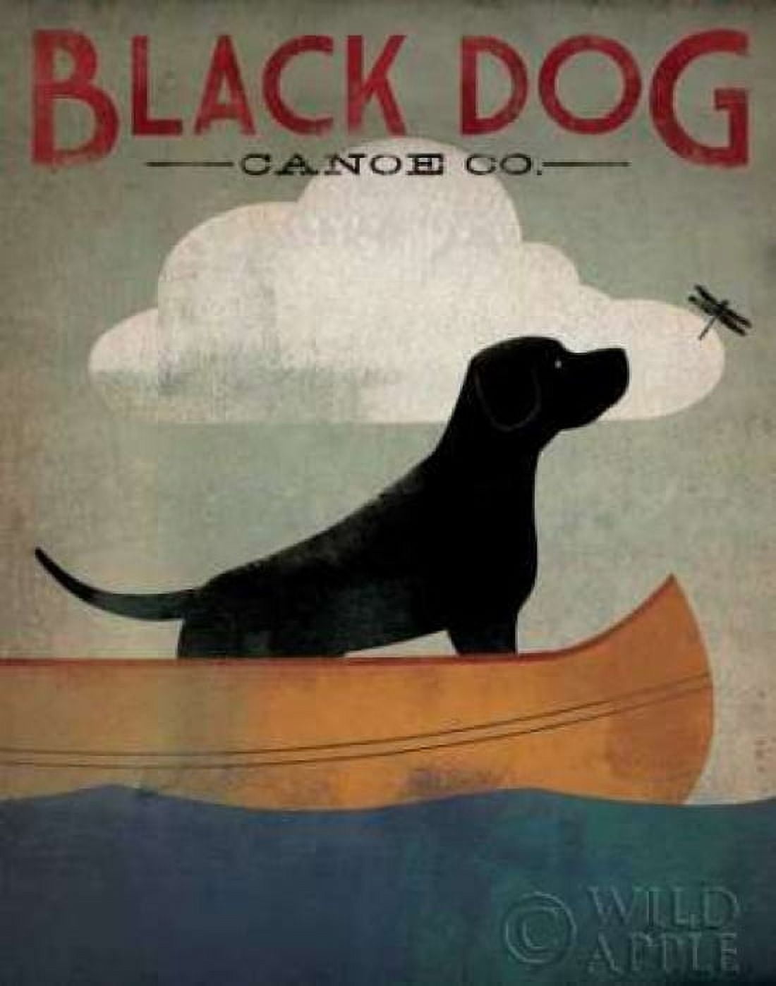 Black Dog Canoe Canvas Art - Ryan Fowler (22 x 28)