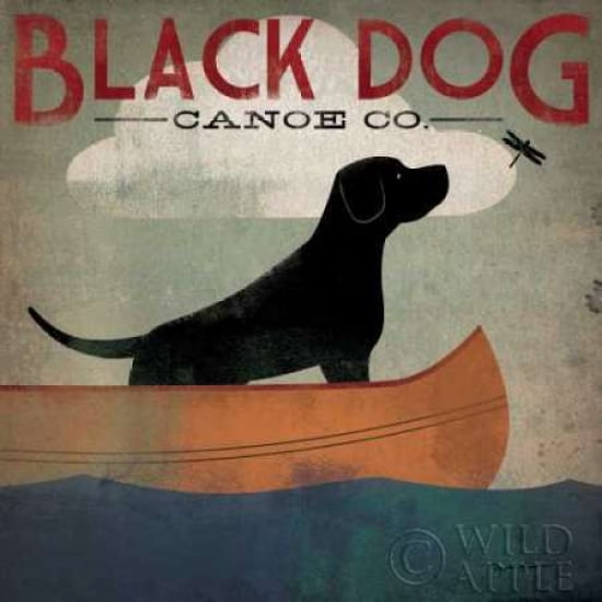Black Dog Canoe Canvas Art - Ryan Fowler (24 x 24)