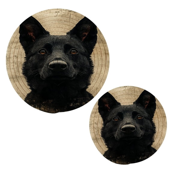 Black Dog Trivets Potholders Cotton Braided Potholders Heat-Resistant Pads 7.09'' and 9.45''