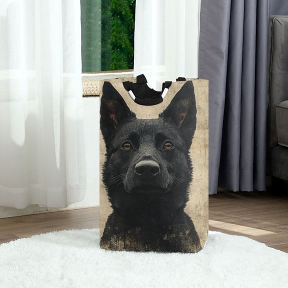 Black Dog Foldable Laundry Hamper 12.6x11x22.7in with Handles for Bathroom Bedroom Storage
