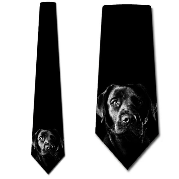 Black Dog Lab Ties Mens Animal Labrador Retriever Neckties by Three Rooker