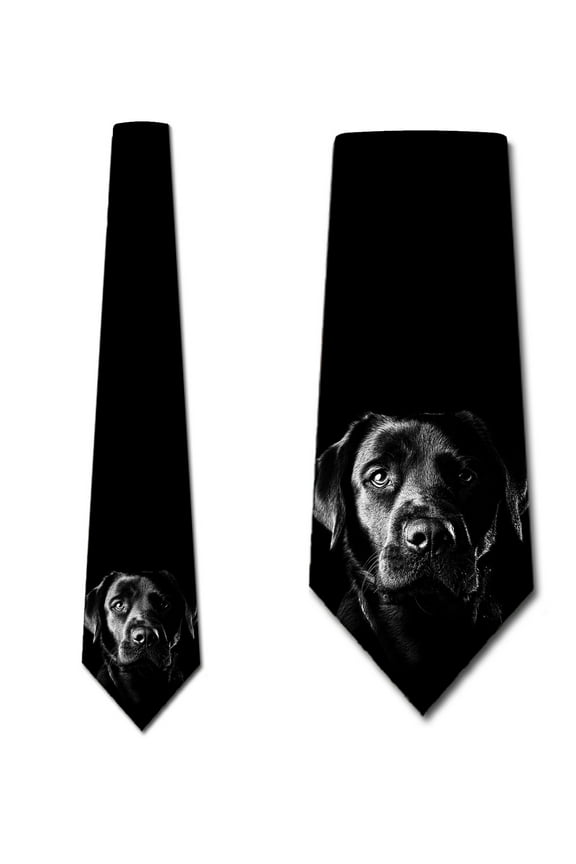 Black Dog Lab Ties Mens Animal Labrador Retriever Neckties by Three Rooker