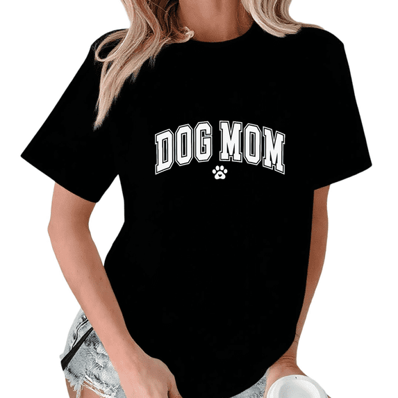 Black Dog Mom Minimal Paw Tshirt Graphic Tees Shirts Dog Mom Classic S-5XL Tops