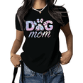 thumbnail image 1 of Black Colorful Dog Mom Paw Printed Trendy Tshirt Printed Tees Shirts Dog Lover Gift Mothers Day Pet Owner Casual Fashion S-5XL Tops, 1 of 5