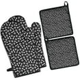 thumbnail image 1 of Black Dog Paw Footprint Bone Kitchen Oven Mitt and Pot Holder Sets 4 Pcs for Baking, Cooking and Grilling, Heat Resistant Up To 392 °F, 1 of 7
