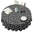 thumbnail image 1 of Black Dog Paw Footprint Bone Round Tablecloth 60"x60",Wrinkle Wipeable Table Cloth for Kitchen Dining Room Picnic Patio Party, 1 of 6