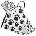 thumbnail image 1 of Black Dog Paws 5 Pcs Kitchen Set Heat Resistant Oven Mitts and Non-Slip Pot Holders with Adjustable Cooking Apron, 1 of 6