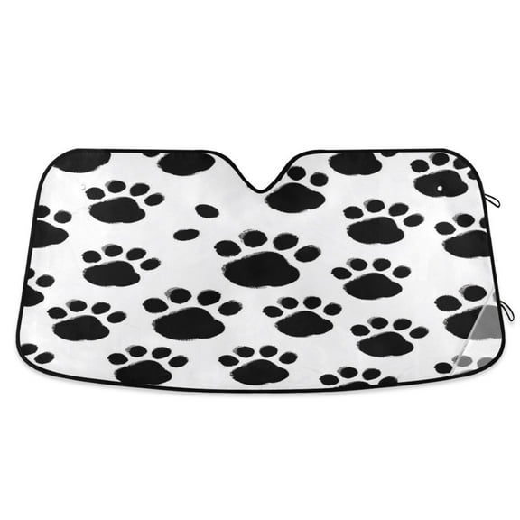 Black Dog Paws Car Windshield Sun Shade Foldable Car Front Window Visor Heat and UV Protection 53x23.5