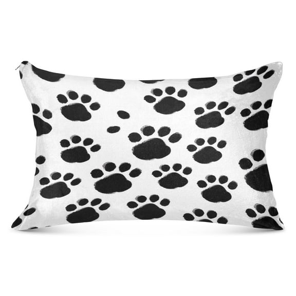 Black Dog Paws Plush Pillow Cases King Size Ultra Soft Warm Pillowcases with Zipper 20"x40"