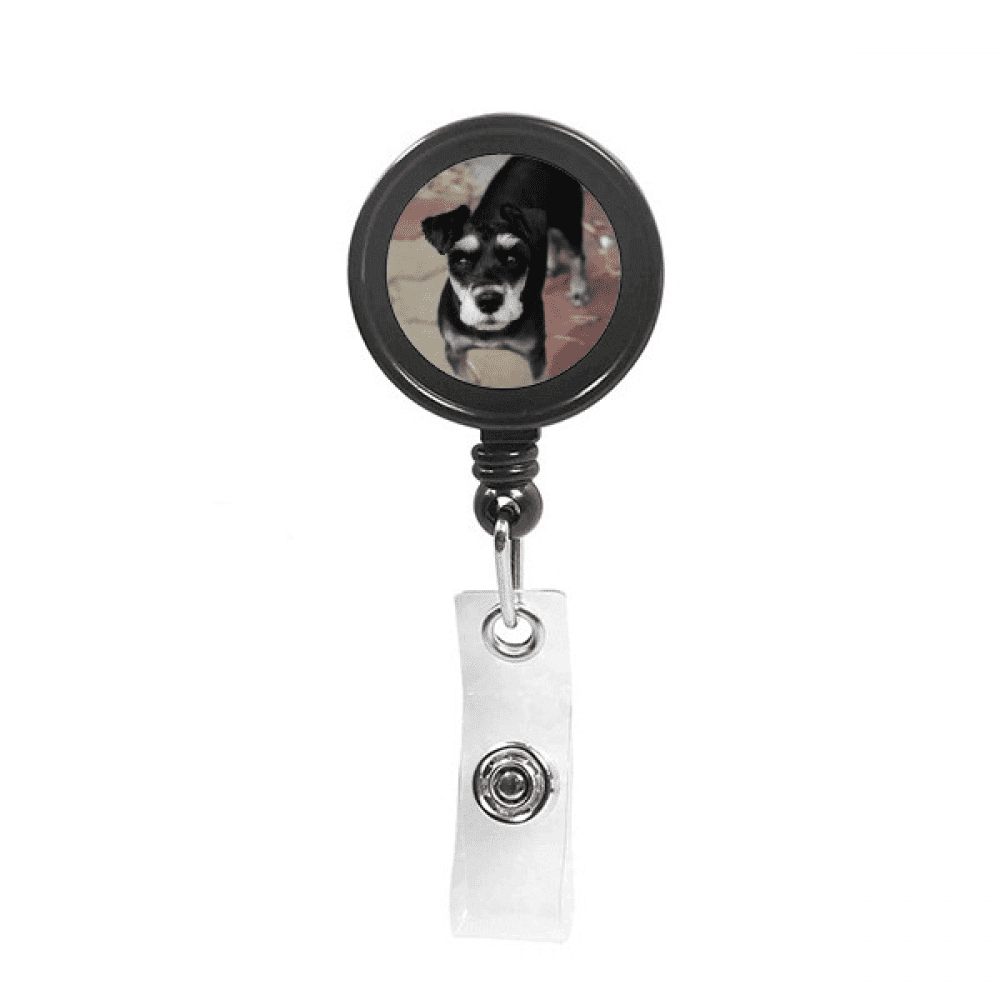 Black Dog Pet Animal Cute Picture Retractable Keychain Badge Holder ID Badge