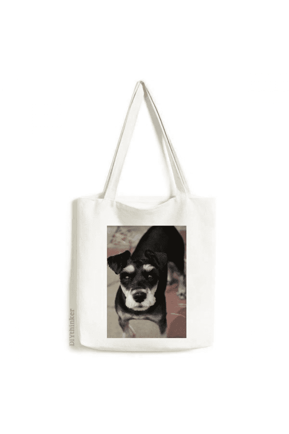 Black Dog Pet Animal Cute Picture Tote Canvas Bag Shopping Satchel Casual Handbag
