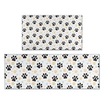 Black Dog Puppy Paw Kitchen Rugs Sets Of 2,Anti Fatigue Kitchen Mat Rugs Non Slip Washable,Decorative Kitchen Floor Mats for Kitchen,Sink,Laundry,17"x30" 17"x47"
