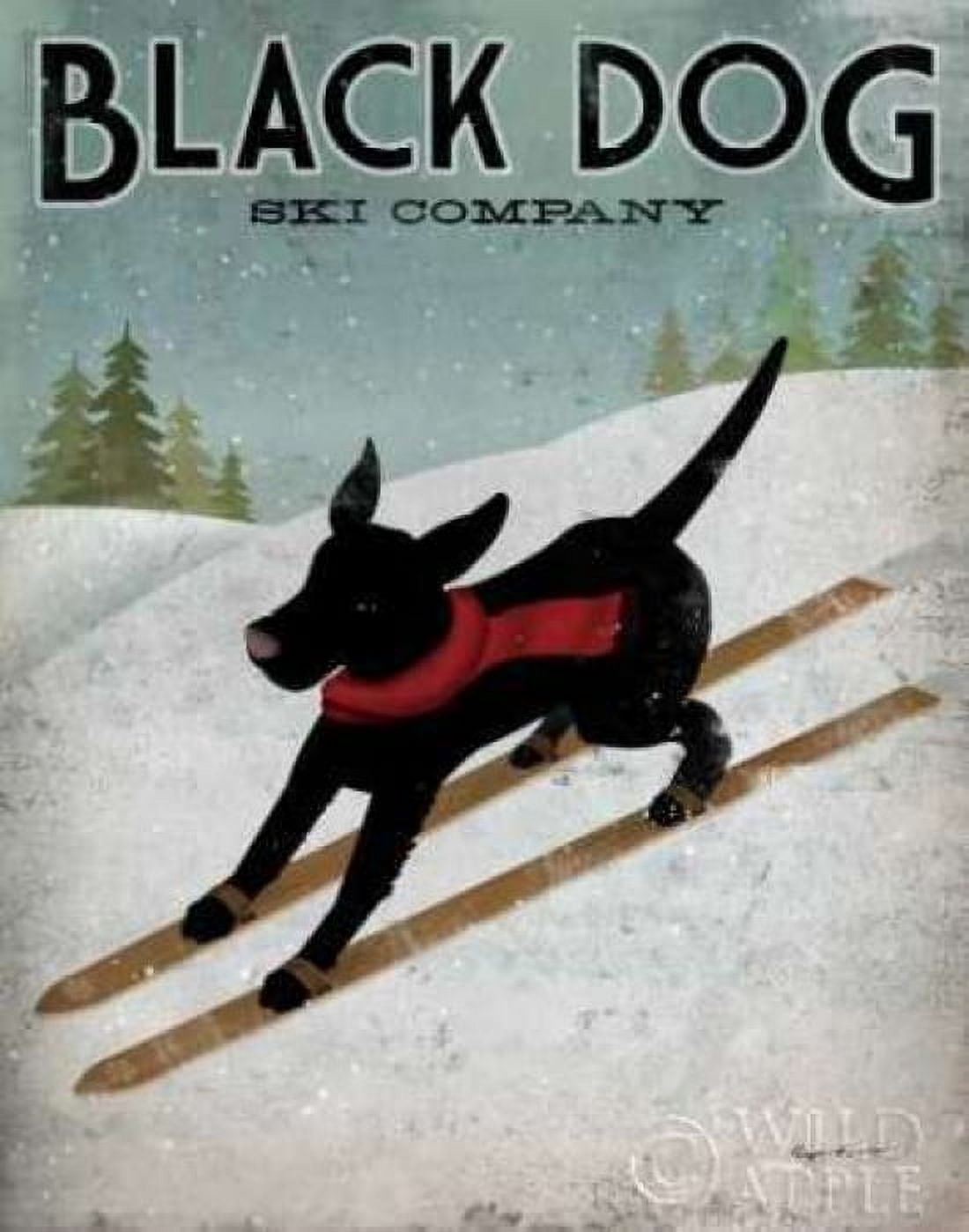 Black Dog Ski Canvas Art - Ryan Fowler (22 x 28)