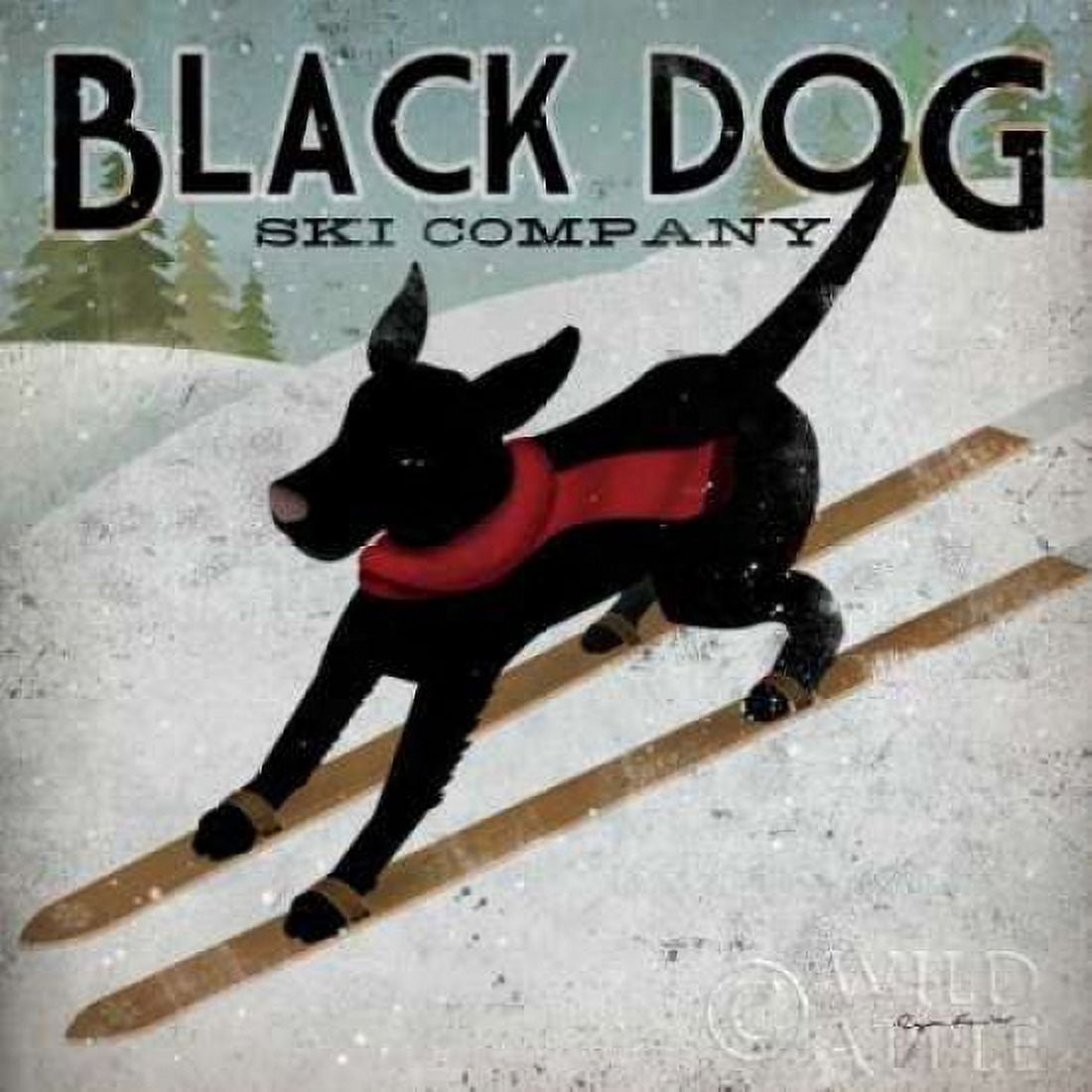 Black Dog Ski Canvas Art - Ryan Fowler (24 x 24)