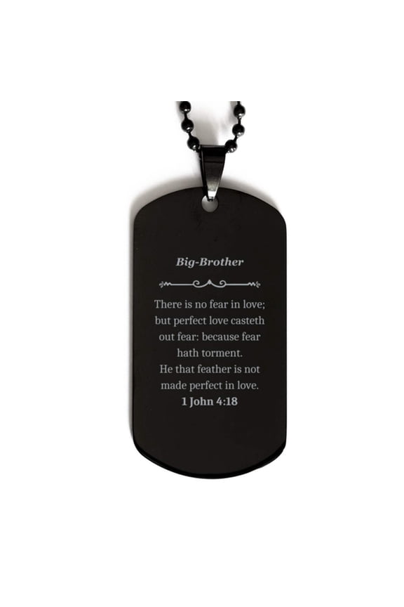 Black Dog Tag Big-Brother Inspirational Engraved Necklace Christmas Gift for Him