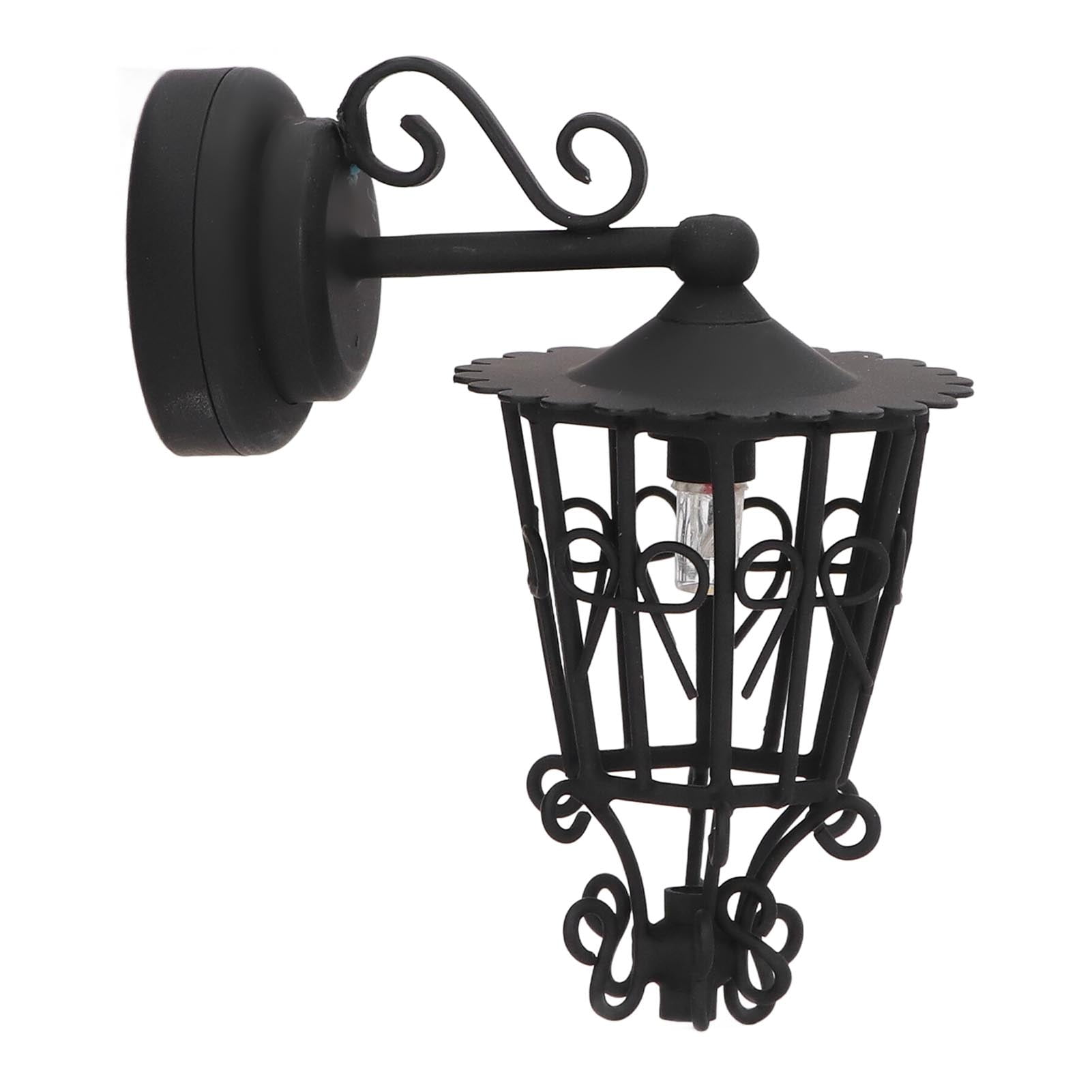 Black Dollhouse Wall Lamp Battery Powered with Back for 1/12