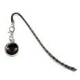 thumbnail image 1 of Black Domestic Cat Gold Eyes Metal Bookmark with Charm, 1 of 1
