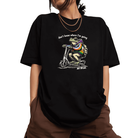 Black Don't Know Where I'm Going But I'm Gay Frog Graphic Tees Print Tshirt Casual Shirts For Women Pride And Daily Wear Tops S-5XL